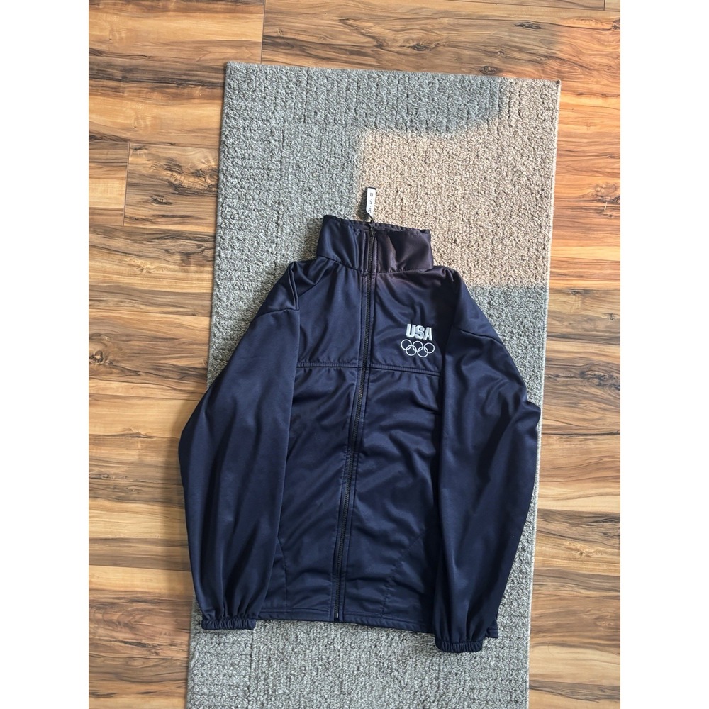 Vintage Team USA Olympic Full Zip Track Jacket Made In USA Adult Large Navy